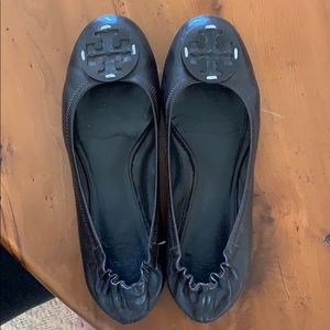 Tory Burch brown leather flats, size 8.5